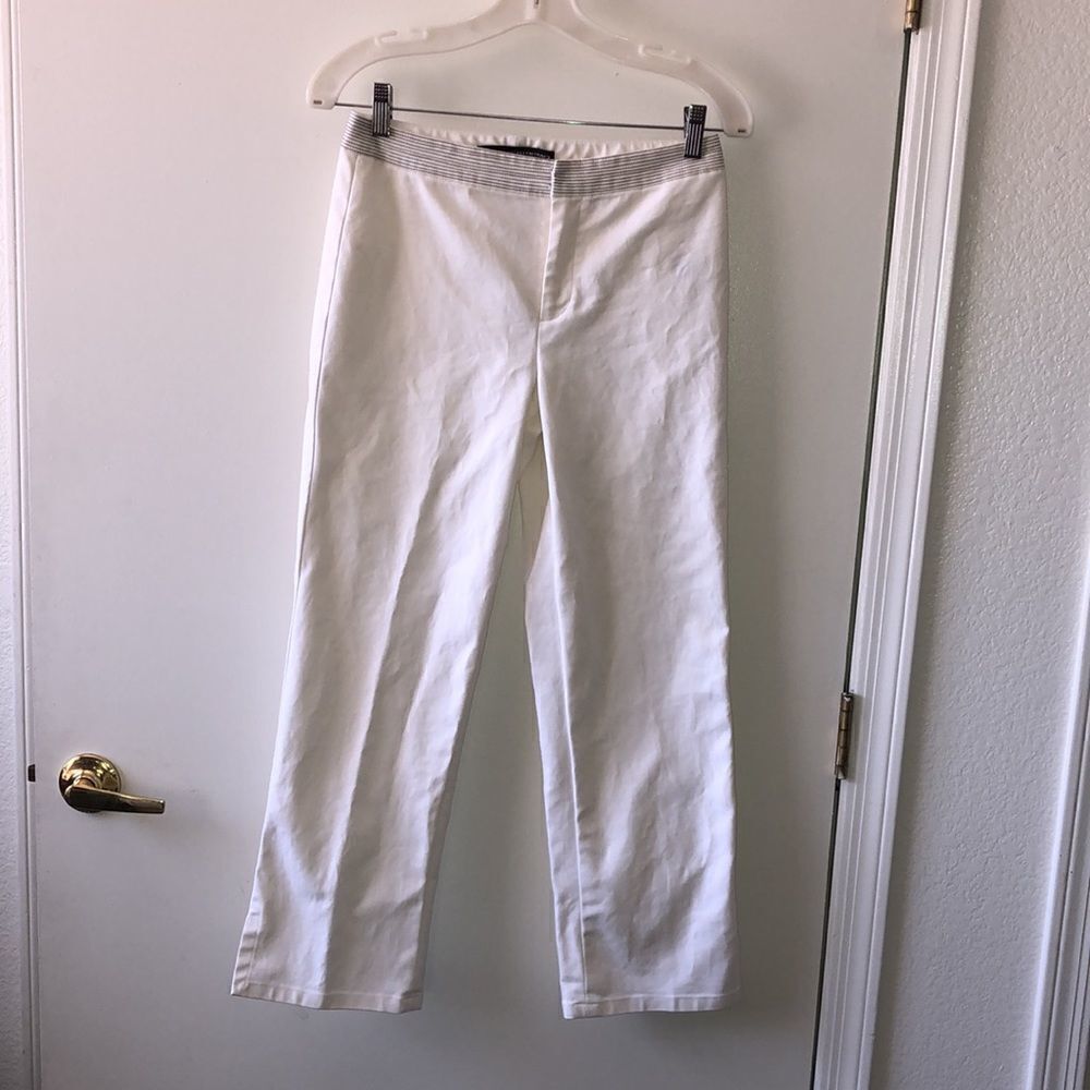 Linda Allard Ellen Tracy Pants With Stritched Waistband Size 4 Gently Used Cream